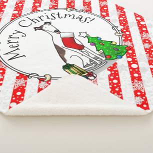 Christmas Tree 2 Greyhound (brindle white) Dog Fun Sherpa Blanket