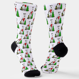Christmas Tree 2 Greyhound (brindle white) Dog Fun Socks