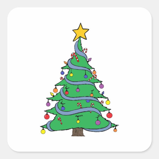 Christmas Tree  34 Square Sticker (Front)