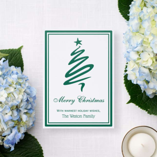 Christmas Tree #3 Merry Christmas Letterpress Photo Cards (Front)
