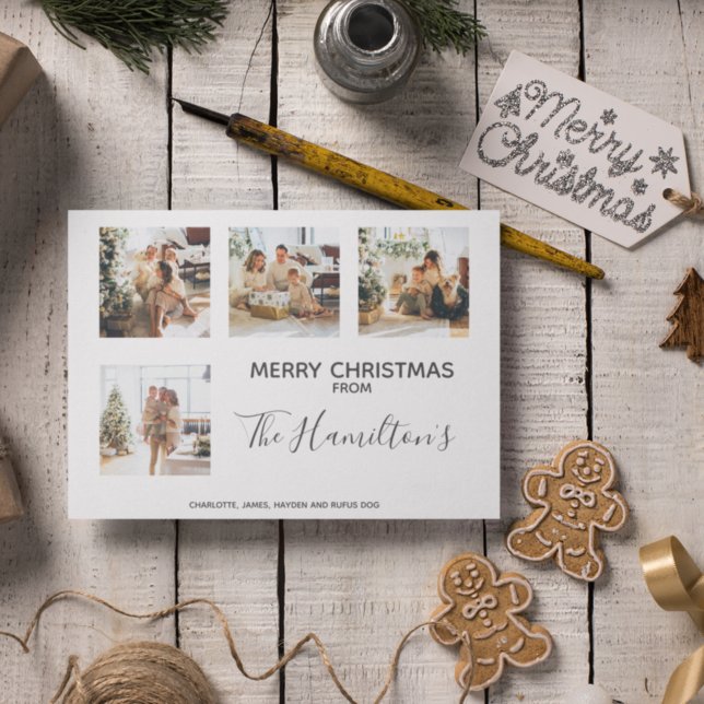 Christmas Tree 4 Photo Personalized Holiday Card (Creator Uploaded)