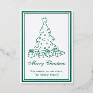 Christmas Tree #5 With Presents Letterpress Photo Cards