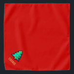 Christmas Tree 8 bit Pixel Art Red Funny Xmas Name Bandana<br><div class="desc">Cute pixel art Christmas tree with name to personalize.</div>