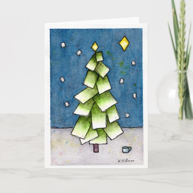 Christmas Tree Abstract Holiday Card (Front)