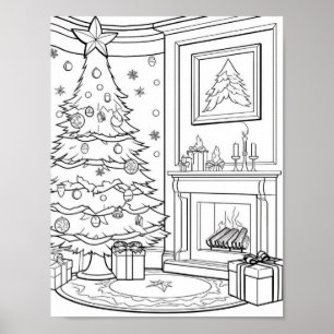 Christmas Tree Adult Coloring Poster