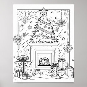 Christmas Tree Adult Coloring Poster