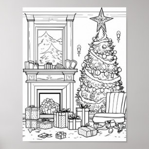 Christmas Tree Adult Coloring Poster