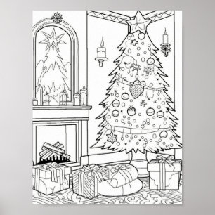Christmas Tree Adult Coloring Poster