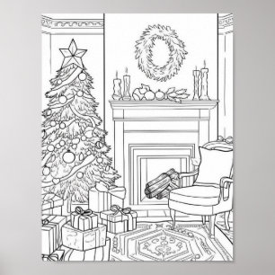Christmas Tree Adult Coloring Poster
