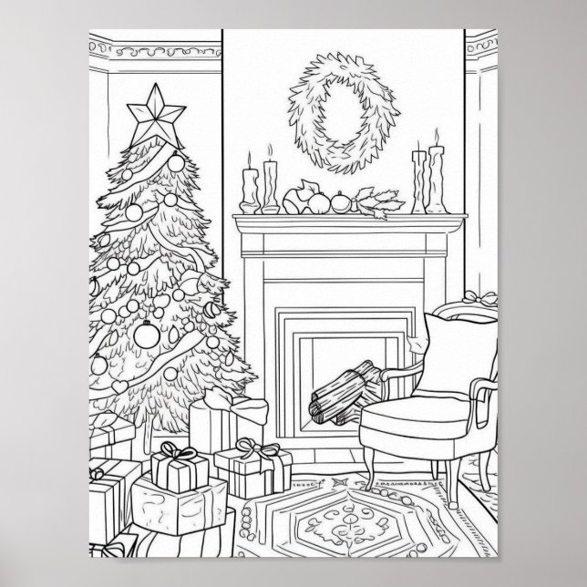 Christmas Tree Adult Coloring Poster (Front)