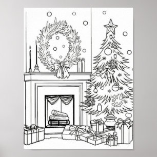 Christmas Tree Adult Coloring Poster