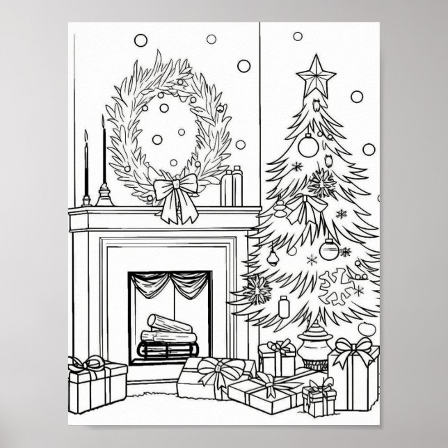 Christmas Tree Adult Coloring Poster (Front)