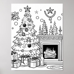 Christmas Tree Adult Coloring Poster
