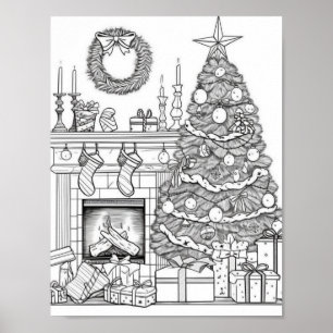 Christmas Tree Adult Coloring Poster