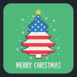 Christmas Tree American Flag Family Christmas  Square Sticker<br><div class="desc">Christmas Tree American Flag Family Christmas
Christmas Tree American Flag Family Christmas Pajama Merry xmas Tree Usa Flag Ugly Christmas Sweater,  this design will be a birthday present for your father,  mother,  son,  daughter or brother,  friend,  dad,  mom,  wife,  husband,  brother,  sister.</div>