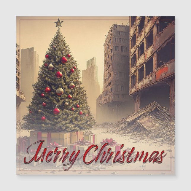 Christmas Tree Amid Ruins Merry Christmas (Front)