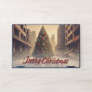 Christmas Tree Amid Ruins Merry Christmas HP Laptop Skin