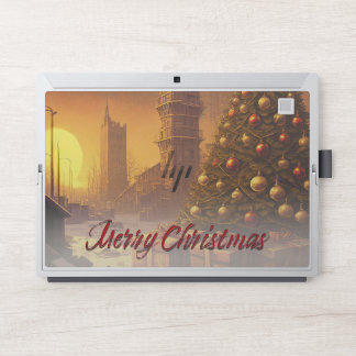 Christmas Tree Amid Ruins Merry Christmas HP Laptop Skin