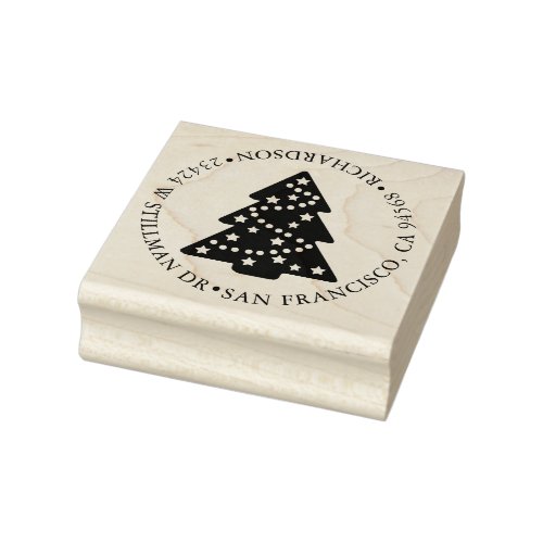 Christmas Tree and Address Rubber Stamp