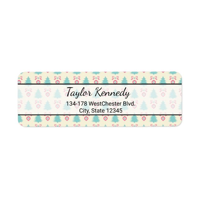 Christmas Tree And Bauble Pattern Label (Front)