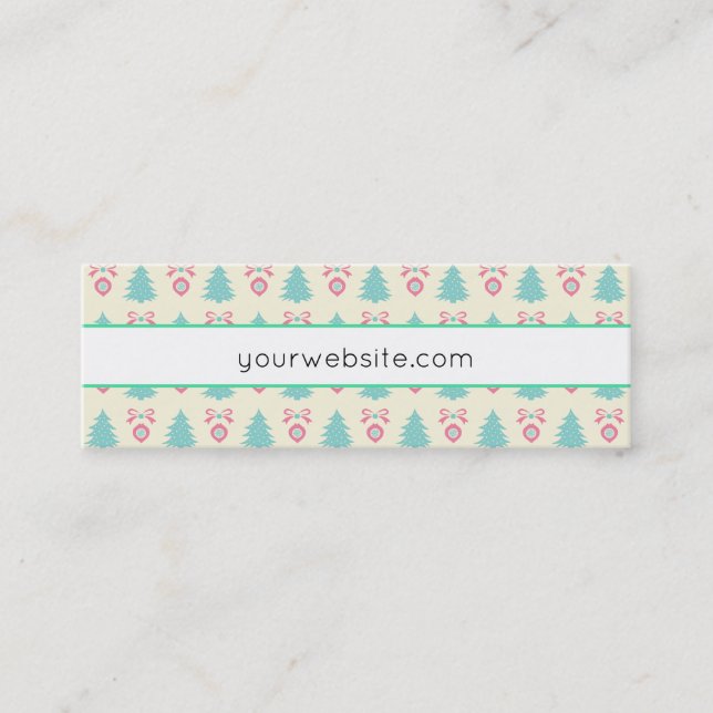 Christmas Tree And Bauble Pattern Mini Business Card (Front)