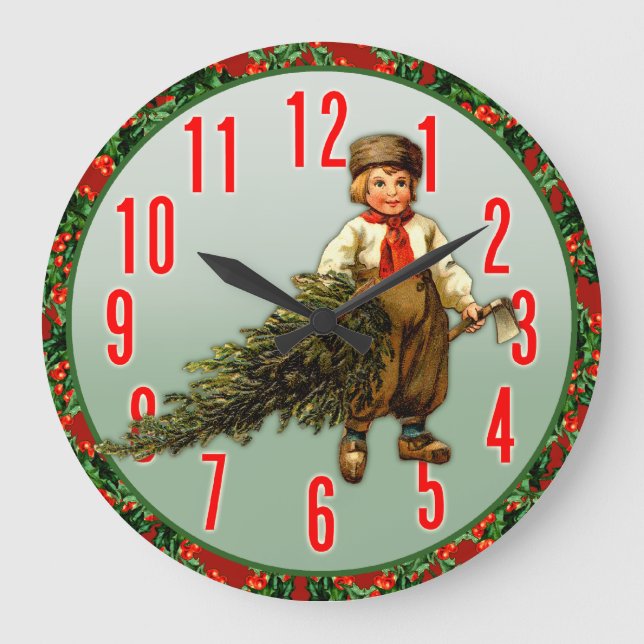 Christmas Tree and Boy Holiday Clock (Front)