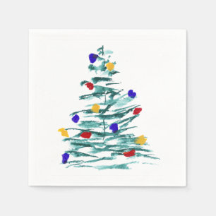 Christmas Tree and Bulbs Paper Napkin