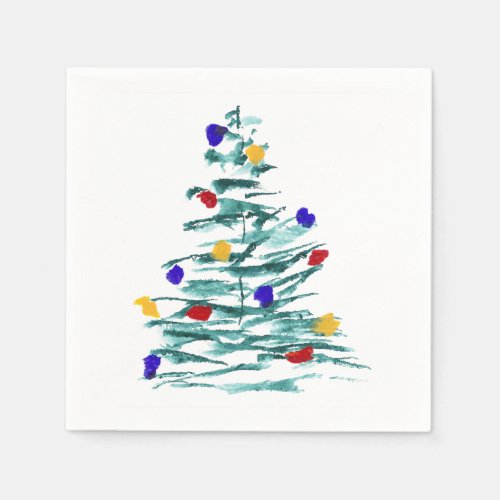 Christmas Tree and Bulbs Paper Napkin