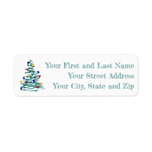 Christmas Tree and Bulbs Return Address Label