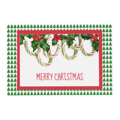 Christmas Tree and Candy Cane Christmas Placemat