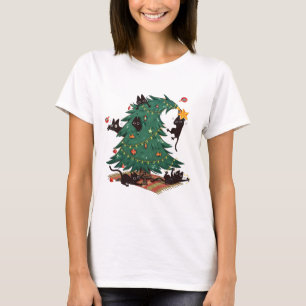 Christmas Tree And Cat Cute Christmas Cat Lover  T-Shirt