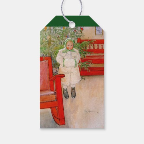 Christmas Tree and Child in Fur Gift Tags