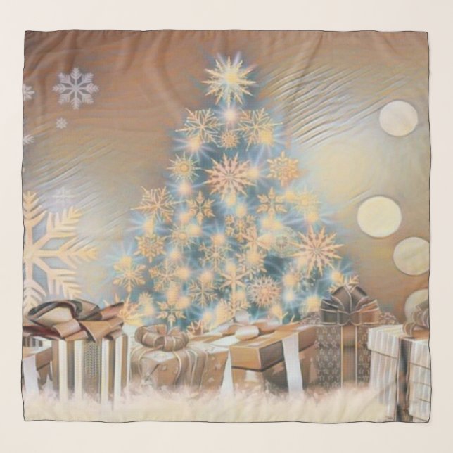 Christmas tree and Christmas gifts watercolor Scarf (Front)