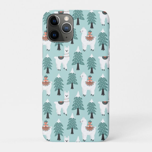 Christmas tree and cute lama pattern Case-Mate iPhone case (Back)