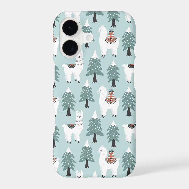 Christmas tree and cute lama pattern iphone case (Back)