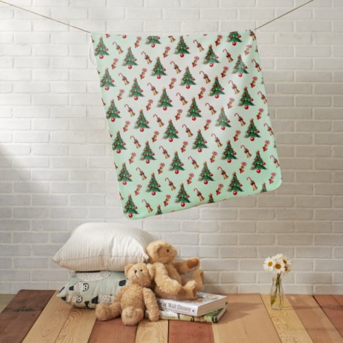 Christmas tree and decors baby blanket