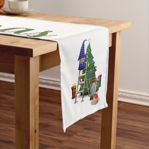 Christmas Tree and Elves Long Table Runner