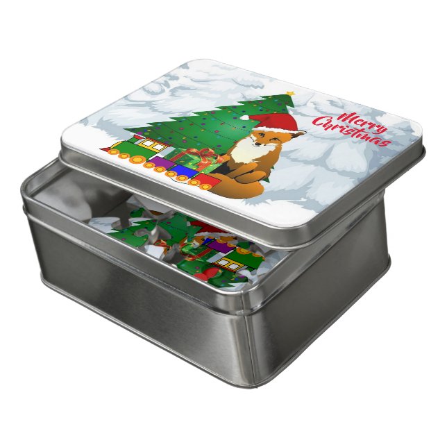 Christmas Tree and Fox  Jigsaw Puzzle (Lid Open)
