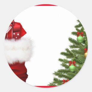 Christmas Tree And Gifts Add Your Text Template Classic Round Sticker