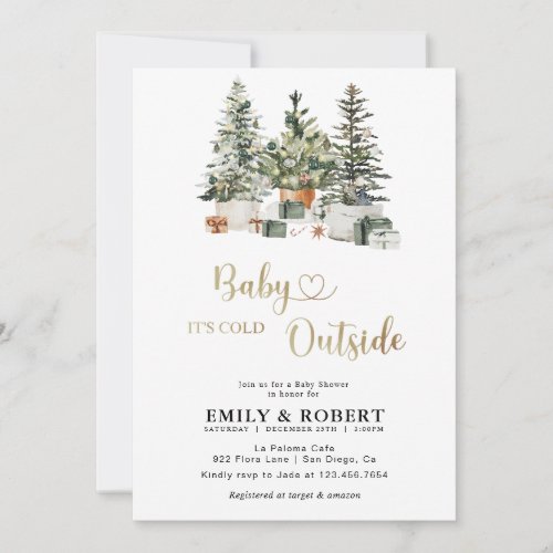 Christmas Tree and Gifts Baby Shower Invitation