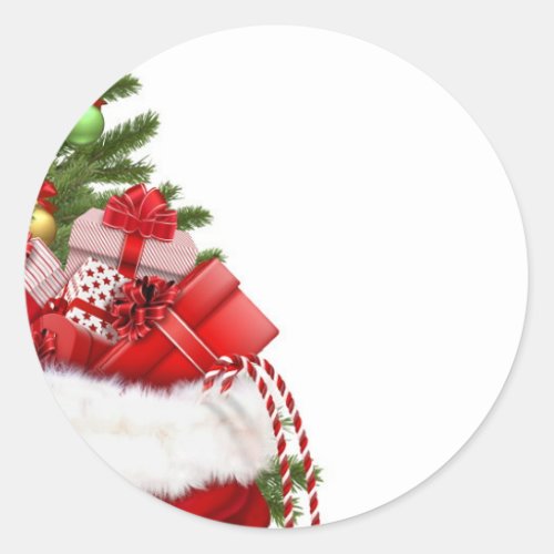 Christmas Tree And Gifts Blank Elegant Template Classic Round Sticker