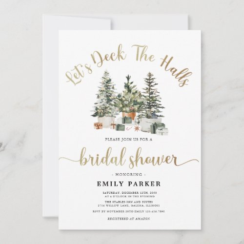 Christmas Tree And Gifts Bridal Shower Invitation