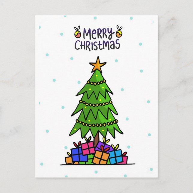 Christmas Tree and Gifts Holiday Postcard (Front)