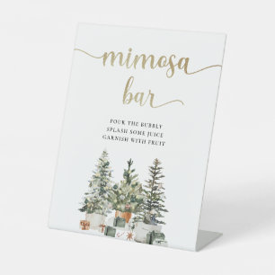Christmas Tree And Gifts Mimosa Bar Sign