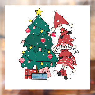 Christmas Tree and Gnomes Window Cling