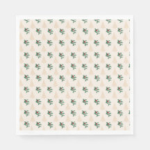 Christmas tree and Holly in Cream Paper Napkins