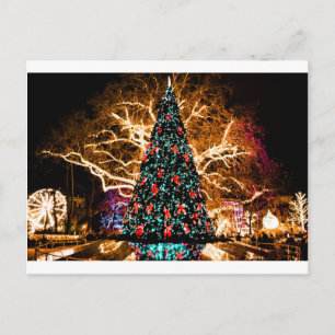christmas tree and light celebration postcard