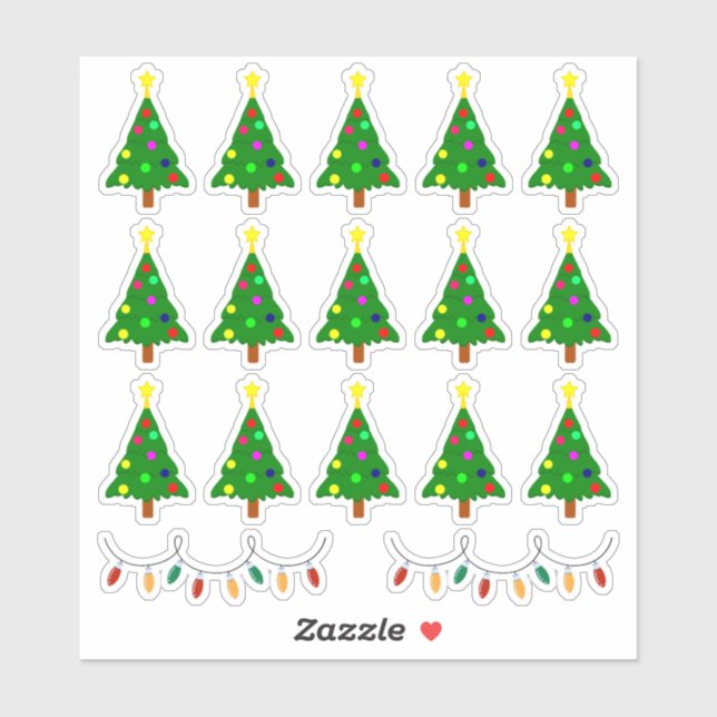 Christmas Tree and Lights Stickers,Holiday Planner Sticker (Sheet)