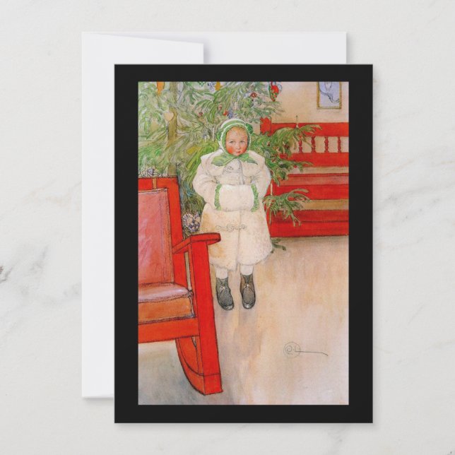 Christmas Tree and Little Snowsuit Girl Holiday Card (Front)