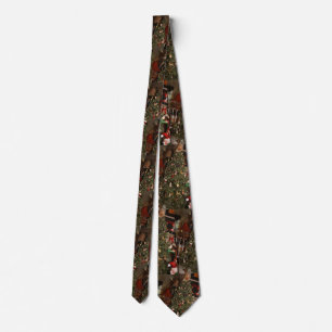 Christmas tree and living room pattern tie